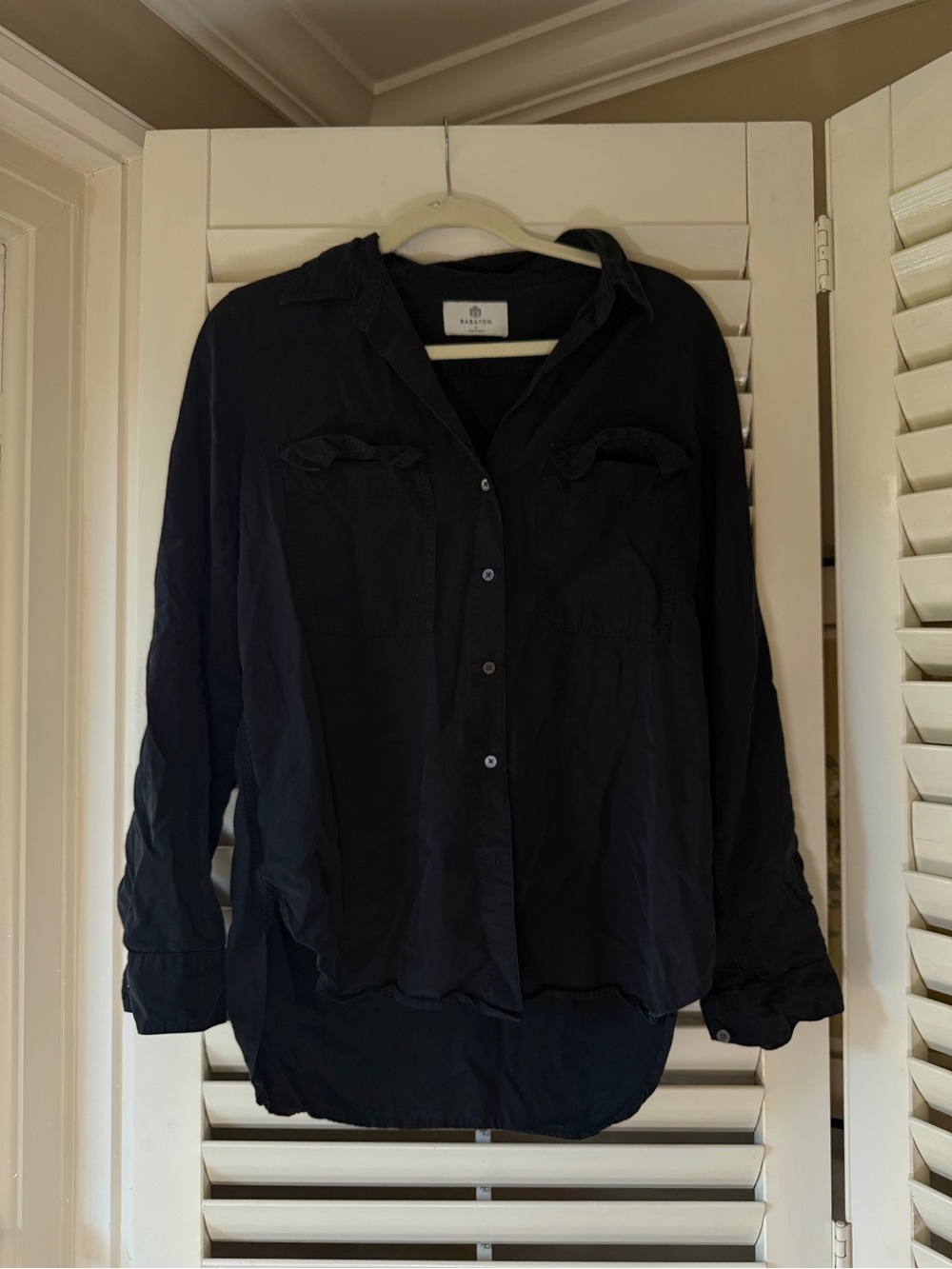 Babaton Black Button-Front Collared Shirt